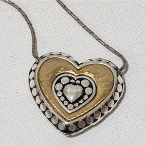 BRIGHTON mixed‎ metals hammered gold reversible heart necklace